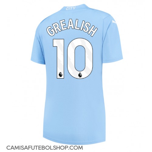 Camisa de time de futebol Manchester City Jack Grealish #10 Replicas 1º Equipamento Feminina 2023-24 Manga Curta